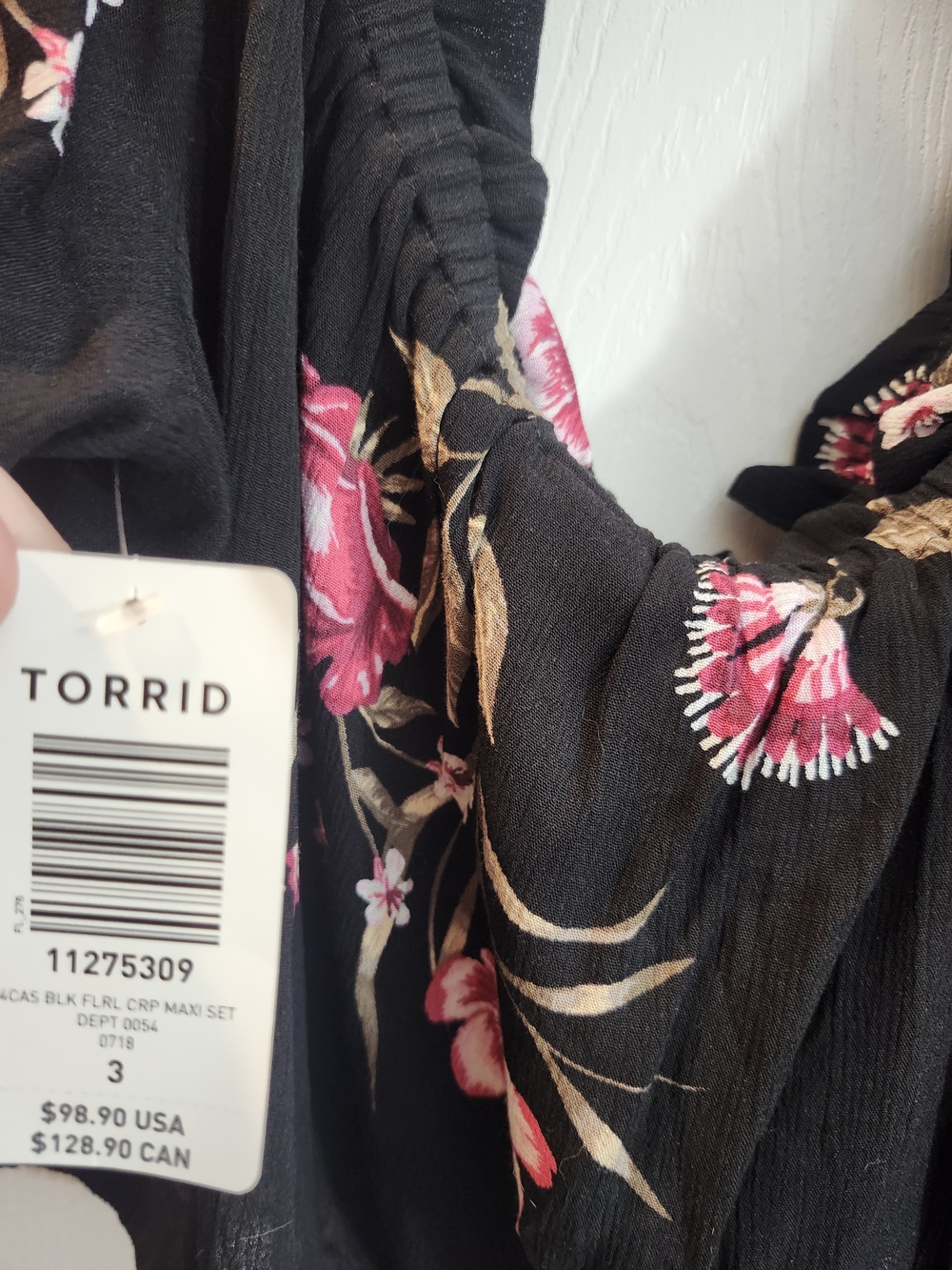 Torrid Black Floral Midi Dress Set with Pink Accents, Torrid 3 = 3X, NWT - Picture 9 of 9